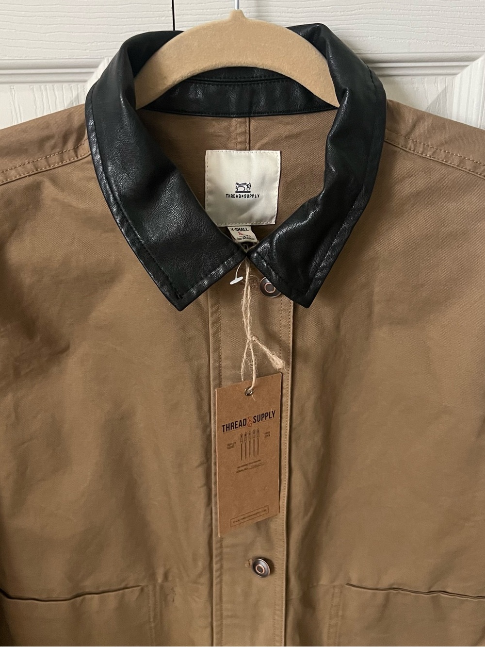 Thread&Supply Women’s Khaki Utility Jacket with Black Collar - Picture 6 of 6